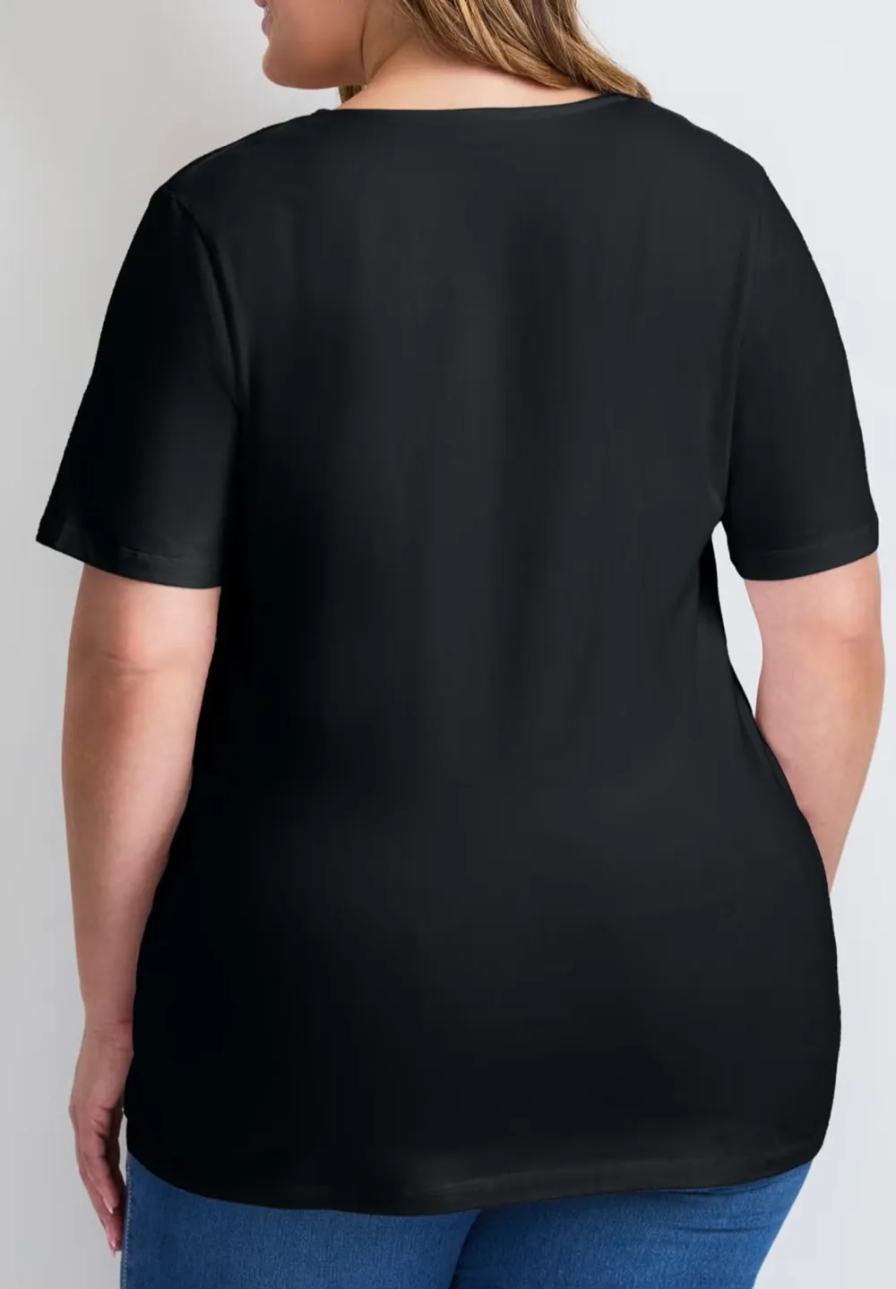 Solid Color Drawstring Front Placket T-Shirt