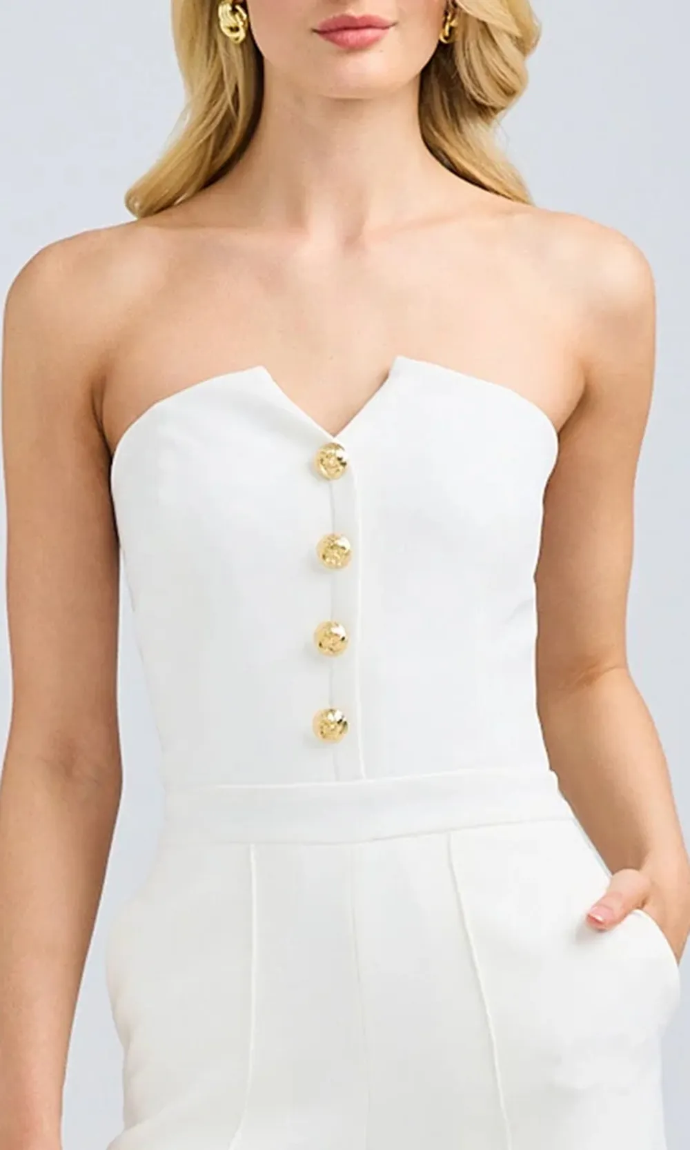 White Sexy Tube Top Jumpsuit