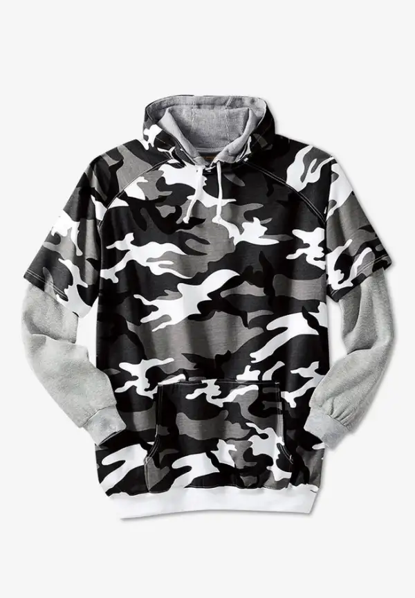 Thermal-Lined Layered Look Hoodie