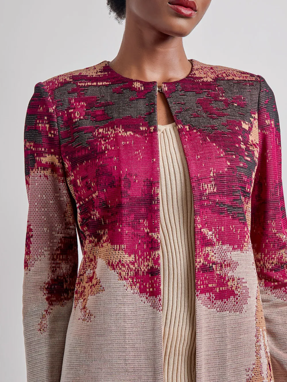 Jacquard Open Jacket