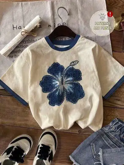 Blue Floral Relaxed Tee