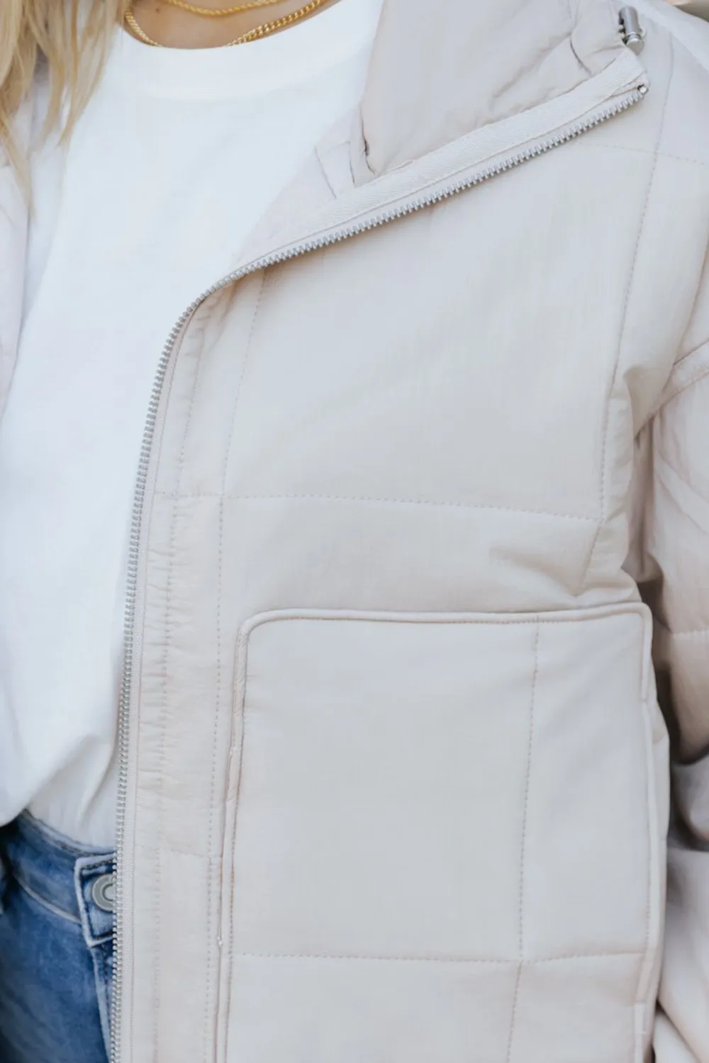 Beige Simple Down Jacket