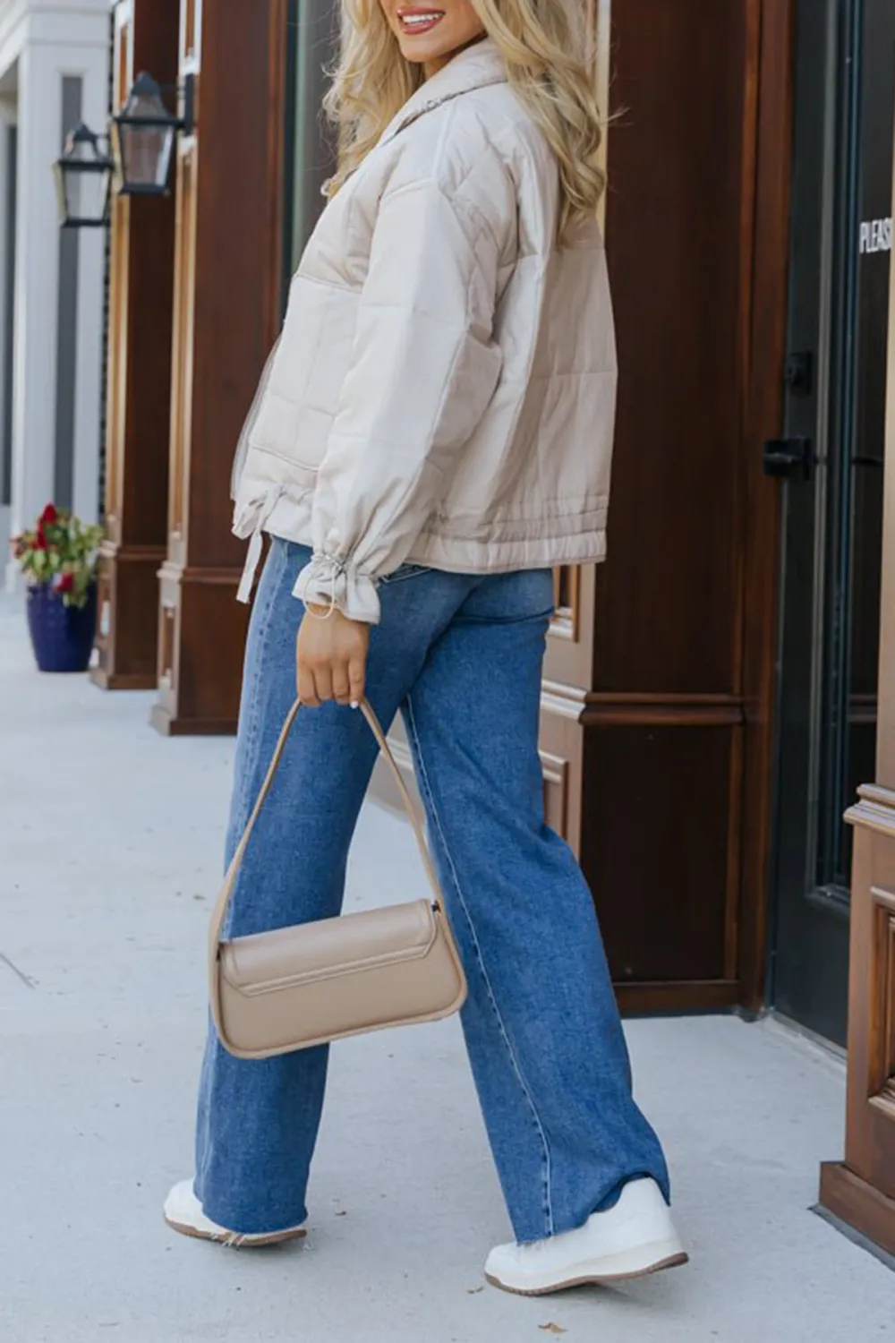 Beige Simple Down Jacket