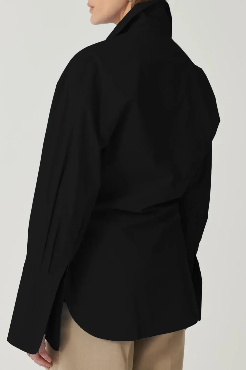 Black High-End Temperament  Long-Sleeved Shirt