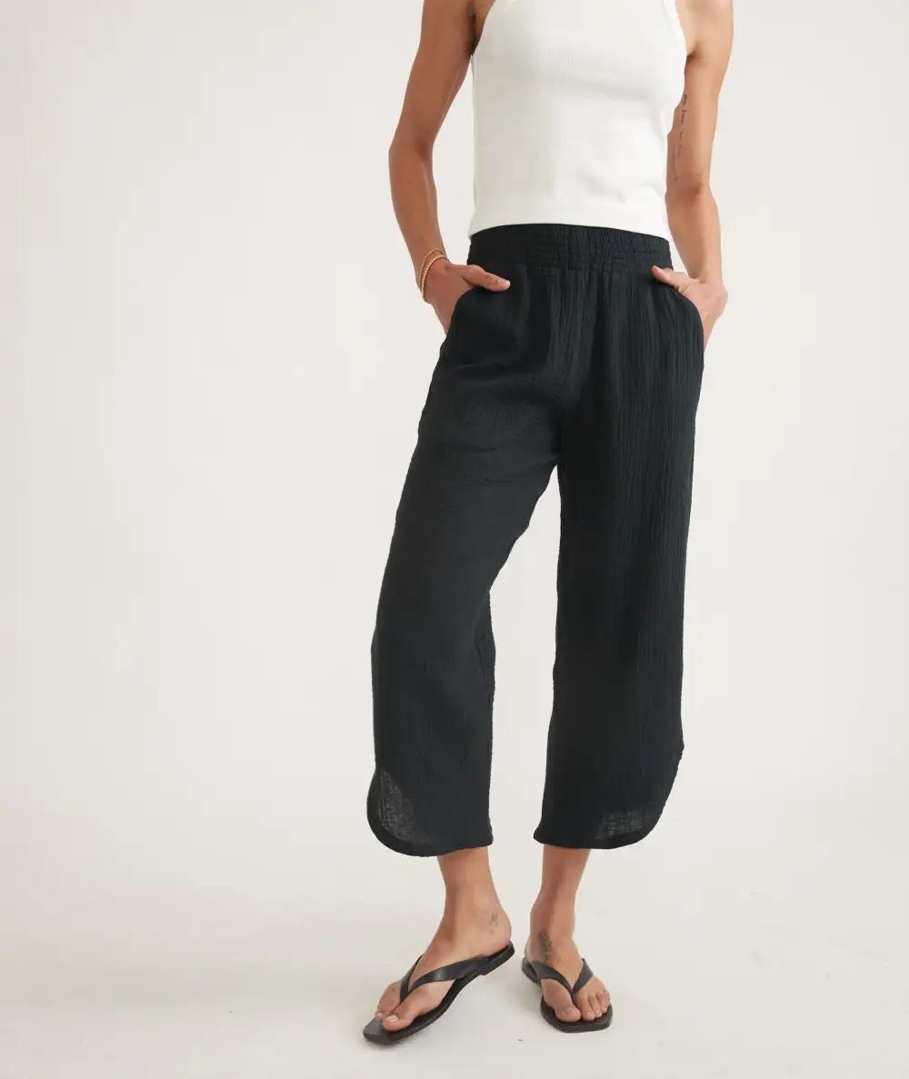 Black High-Waist Linen Trousers