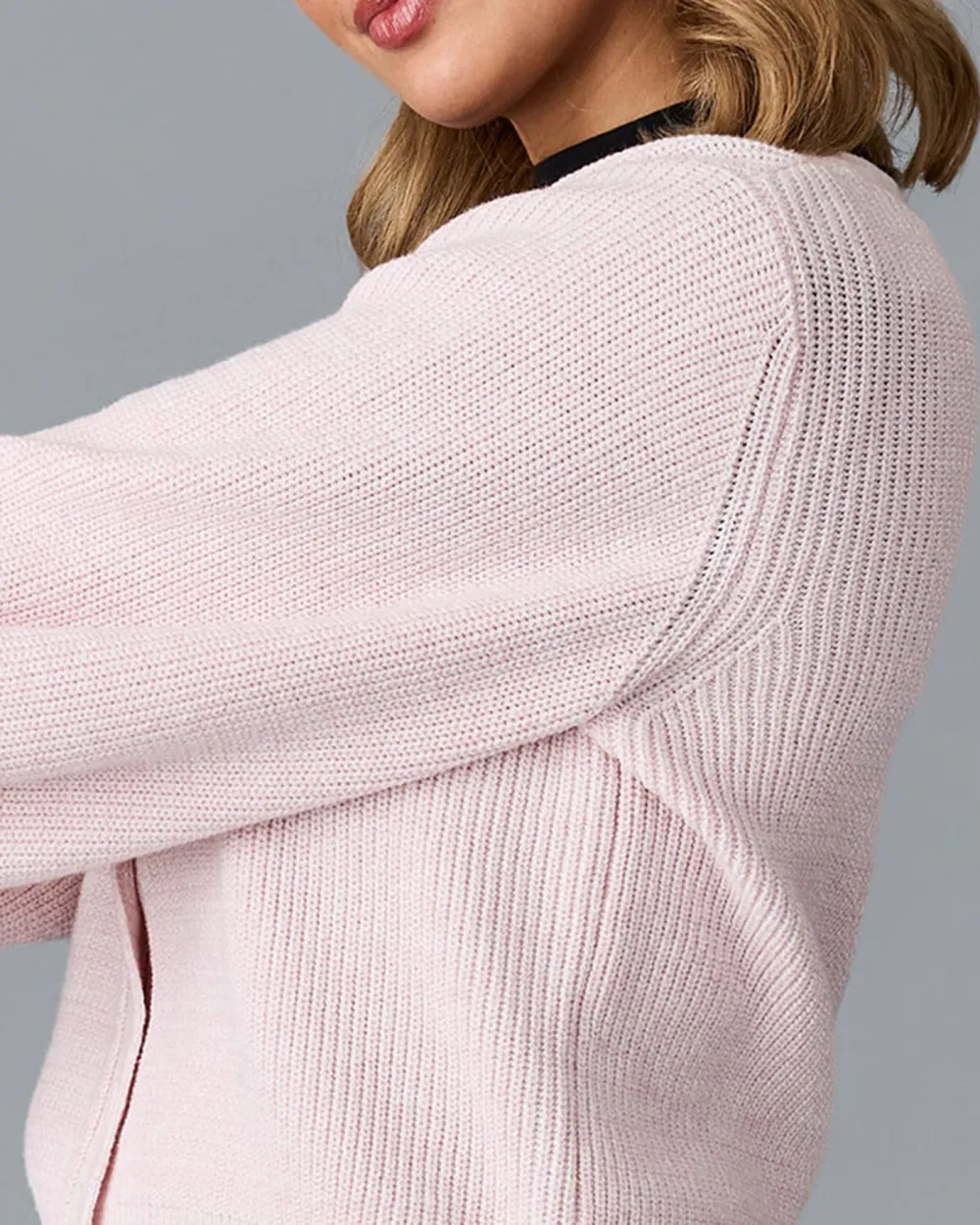 Pink Long Sleeves Open Front Cardigan