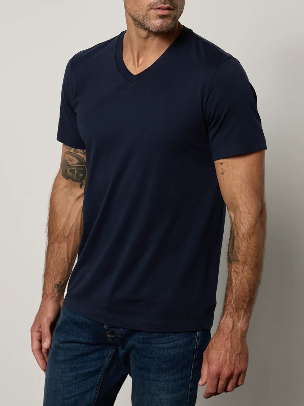 Men's Fashion Cotton V-Neck Solid Short Sleeve T-Shirt