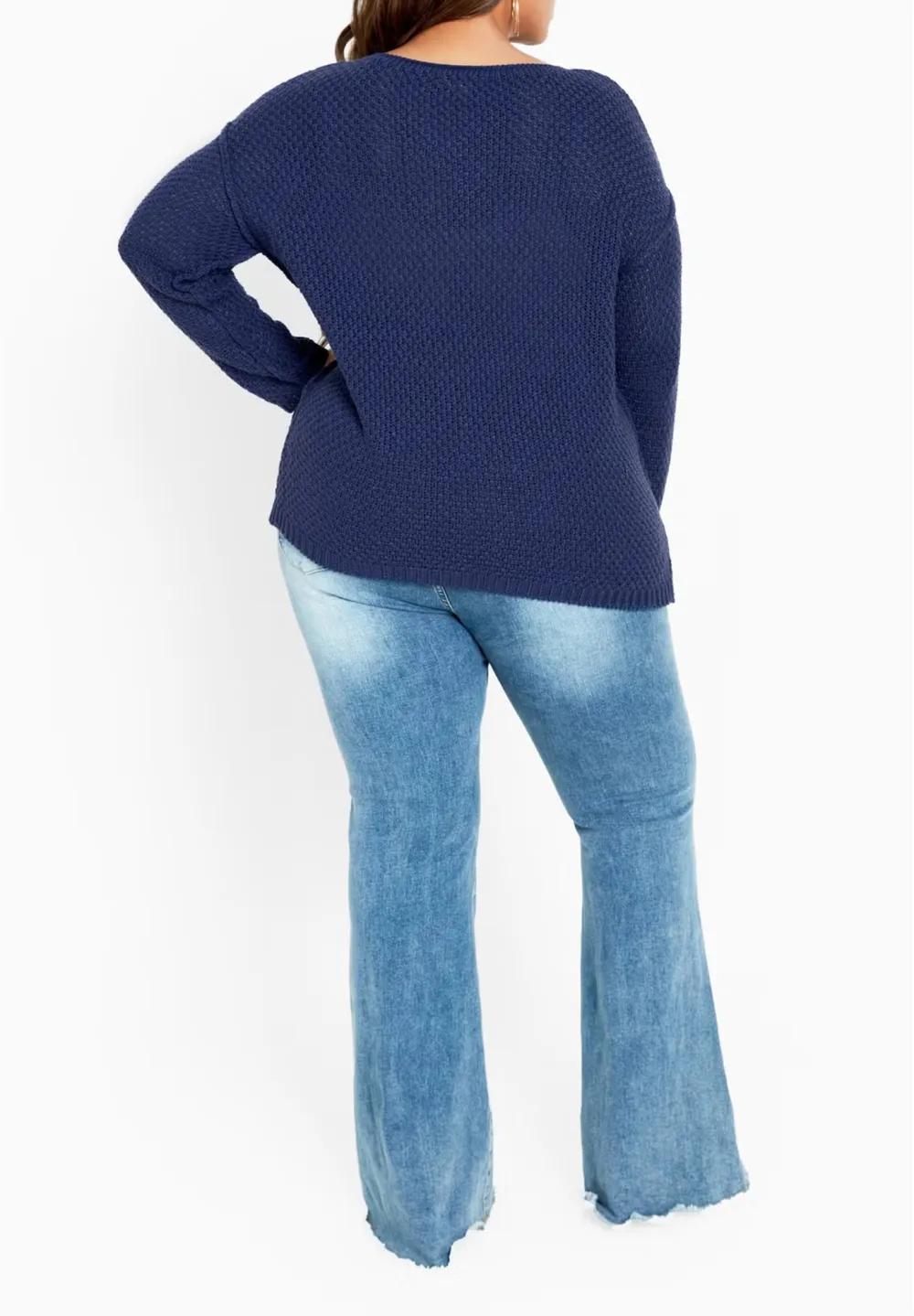 Solid Color Fitted Sweater