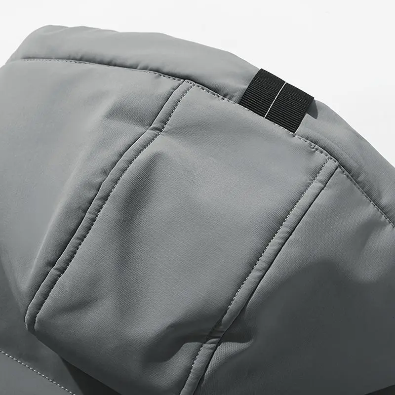 Men's Heavy-Duty Windproof Winter Coat - Thickened Full-Zip Hooded Jacket with Padded, Full-Zip Closure & Two Pockets, Machine Washable Cold-Resistant Outerwear for Skiing, Commuting, and Daily Use (Casual Fit) Menswear Zipper Outdoor Stylish