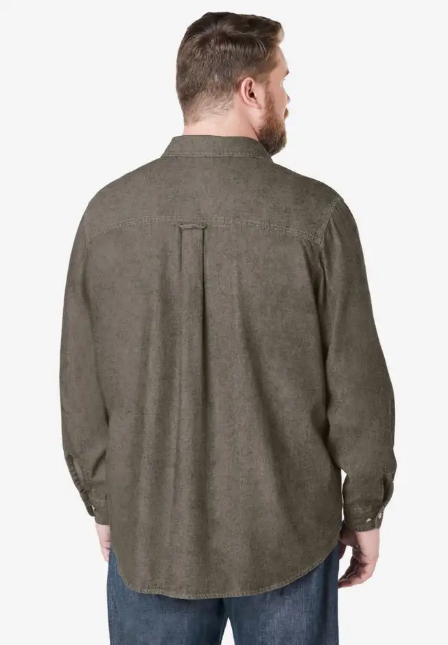 Long Sleeve Denim and Twill Shirt