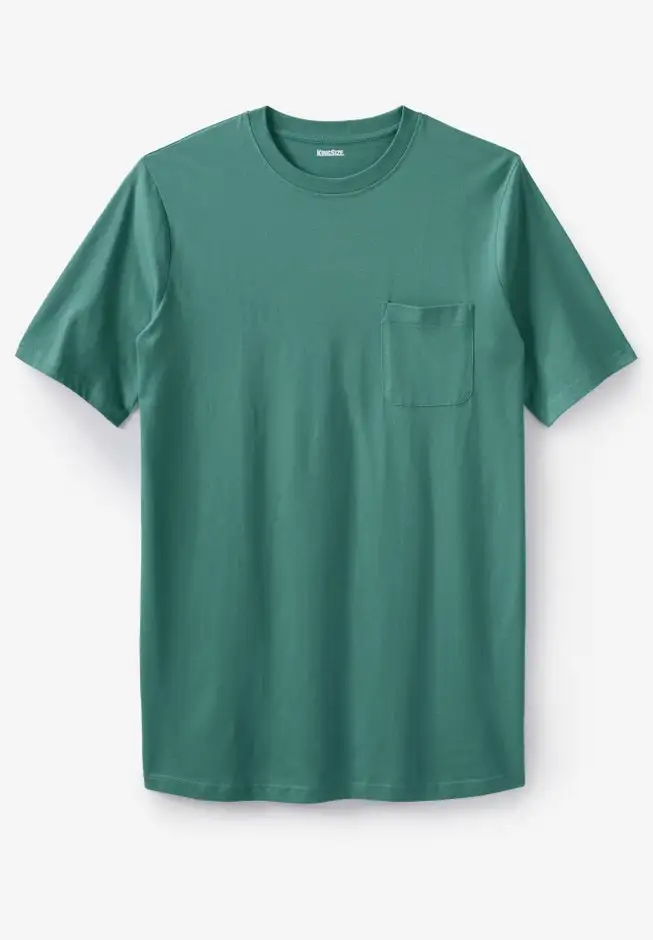 Shrink-Less Lightweight Longer-Length Crewneck Pocket T-Shirt