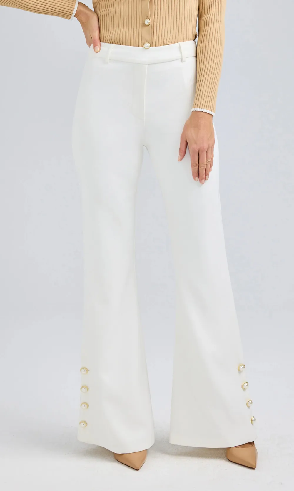 White Crepe Long Pants