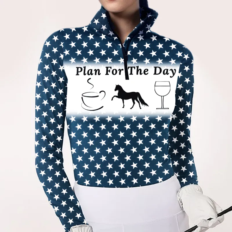 Women's Riding Style Plan For The Day Print Long Sleeve Casual Shirt