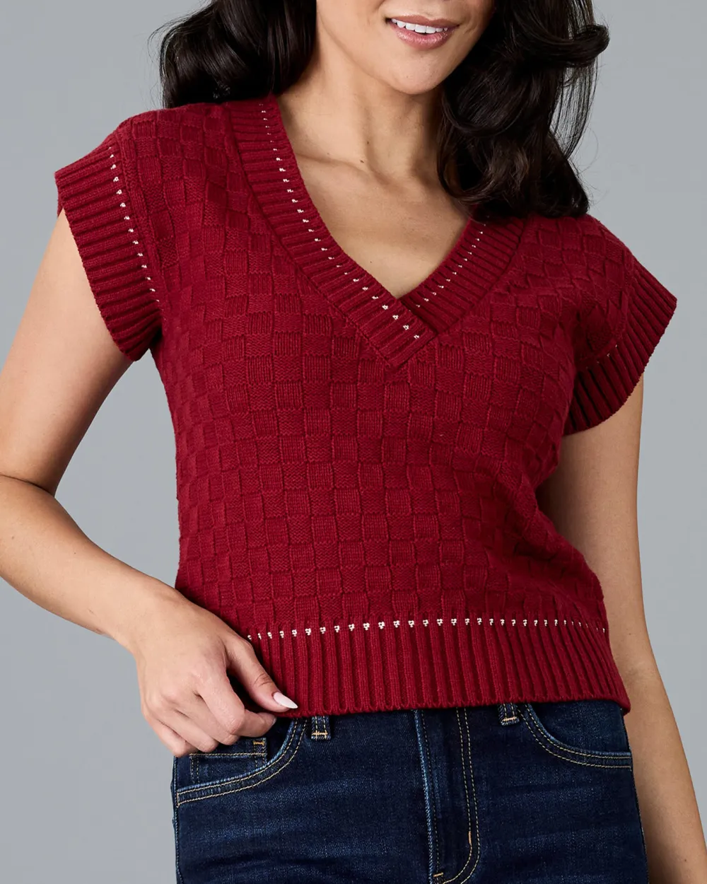 Burgundy Cut Out Knitted Top
