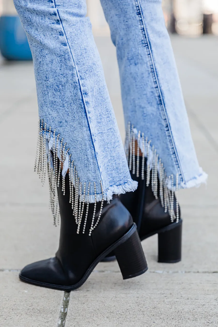 Diamond Fringe Flare Jeans