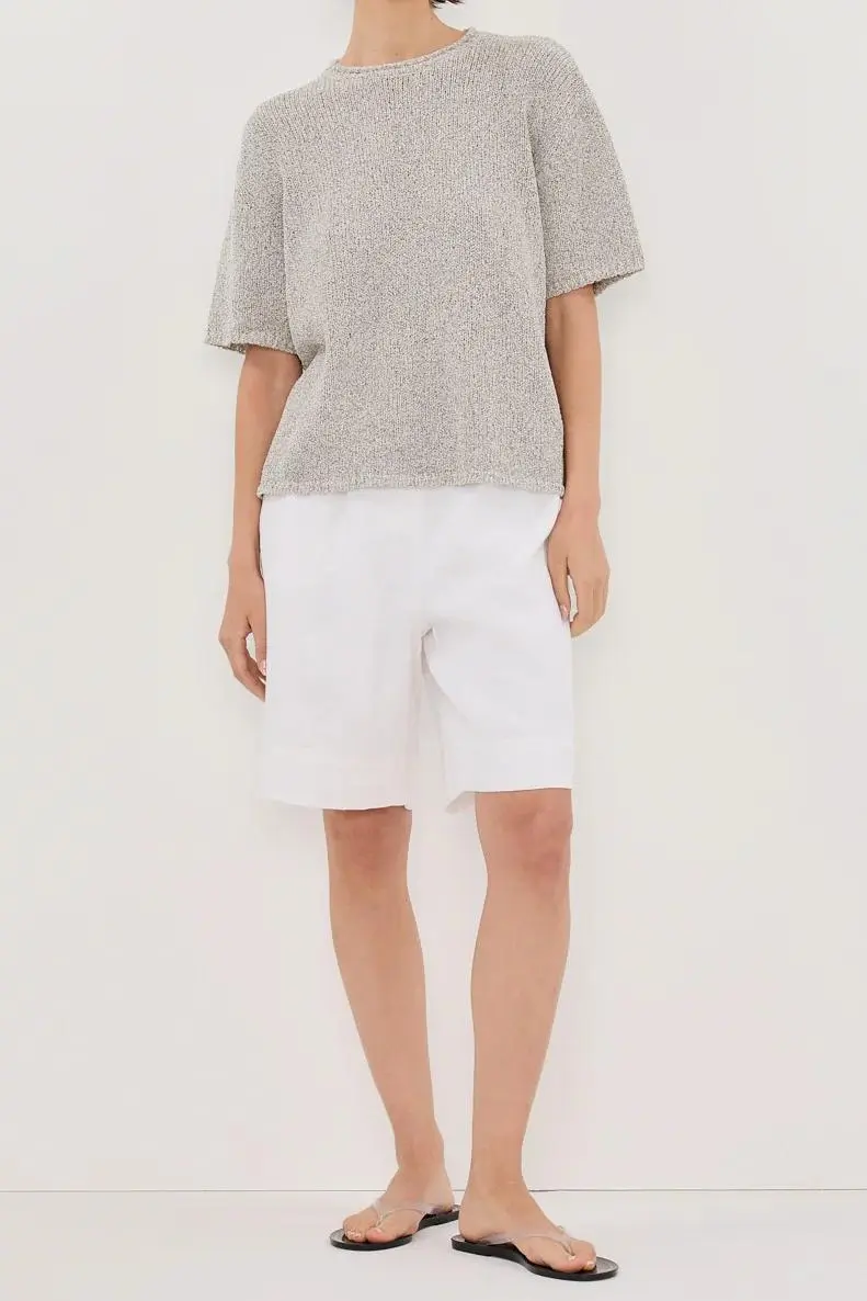 SILVER BOXY KNIT TEE