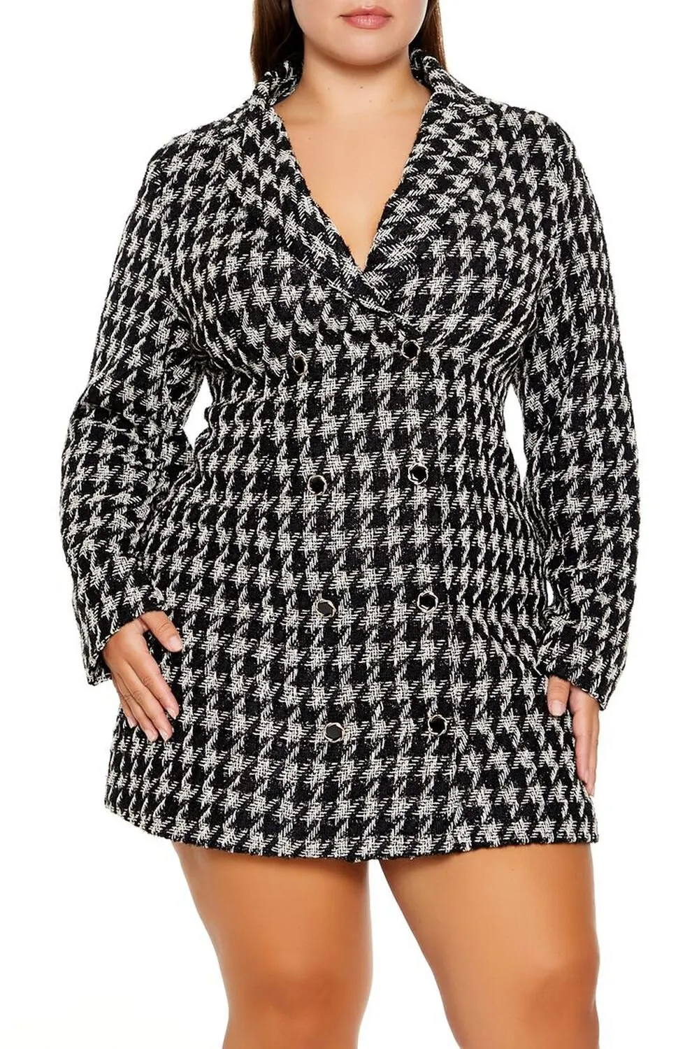 Plus Size Tweed Blazer Mini Dress
