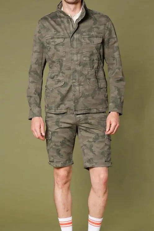 Men's Cotton Twill Camouflage Dark Green Jacket