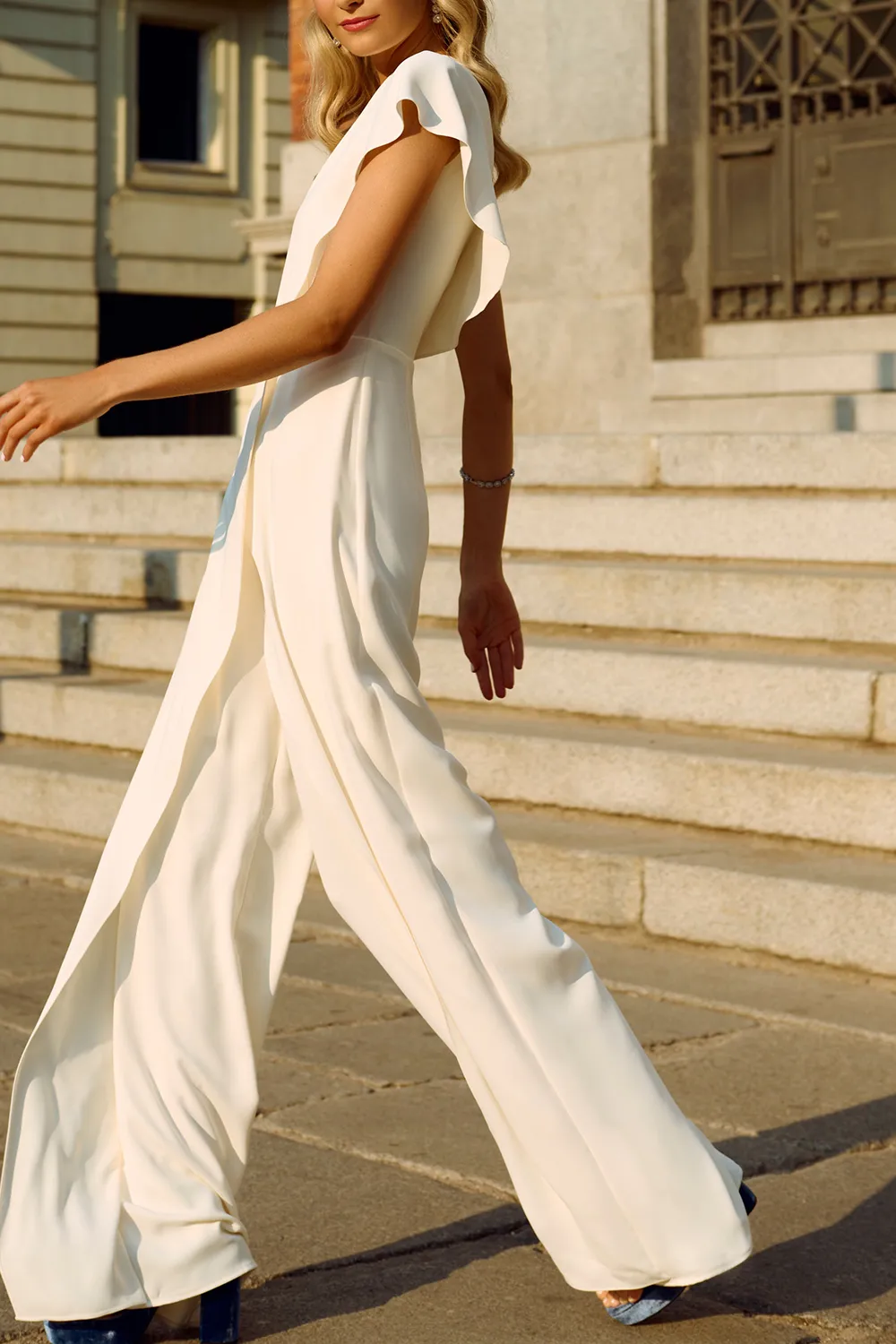 Solid Color One Shoulder Jumpsuit