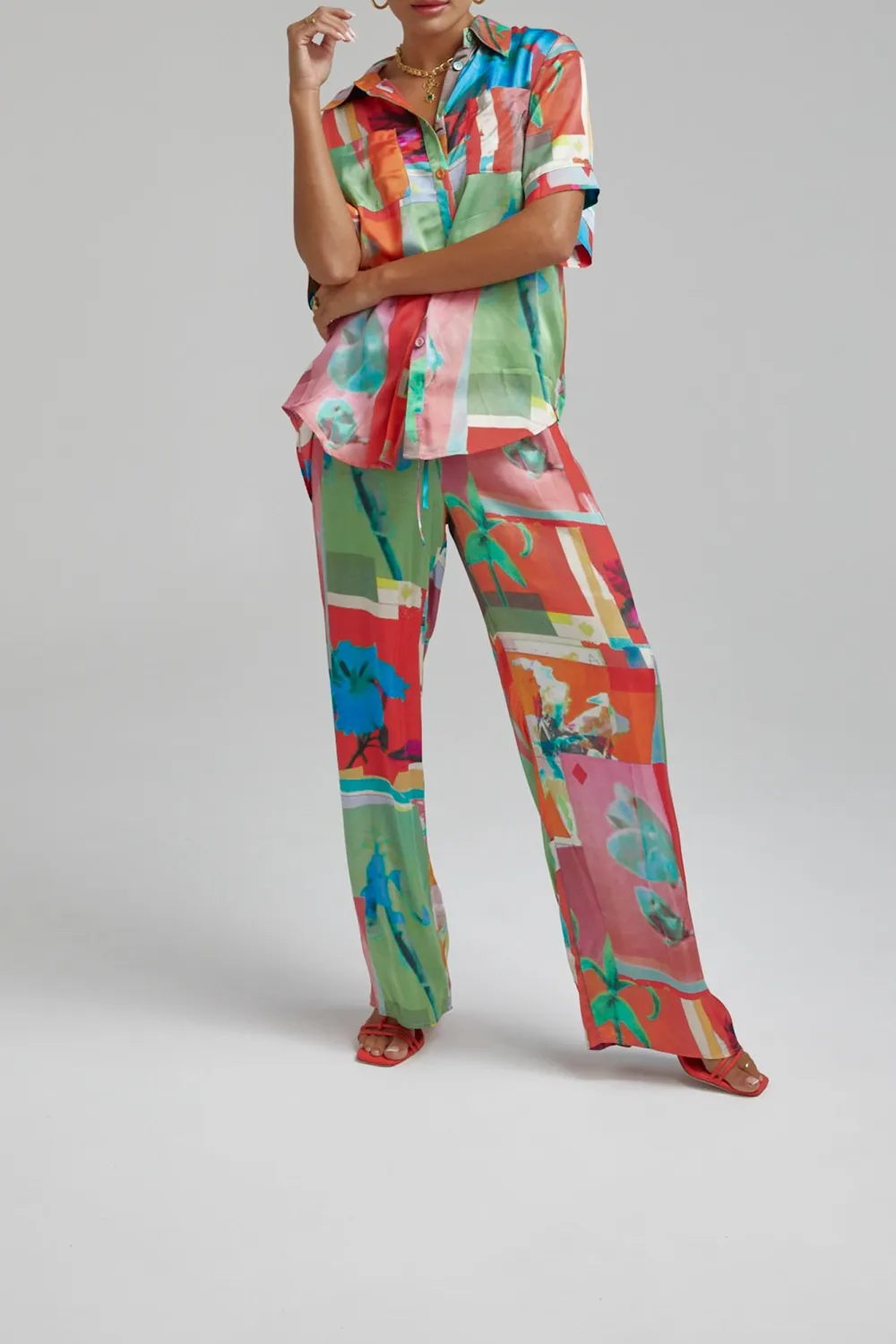 Unique Art Patchwork Pattern Straight  Pants