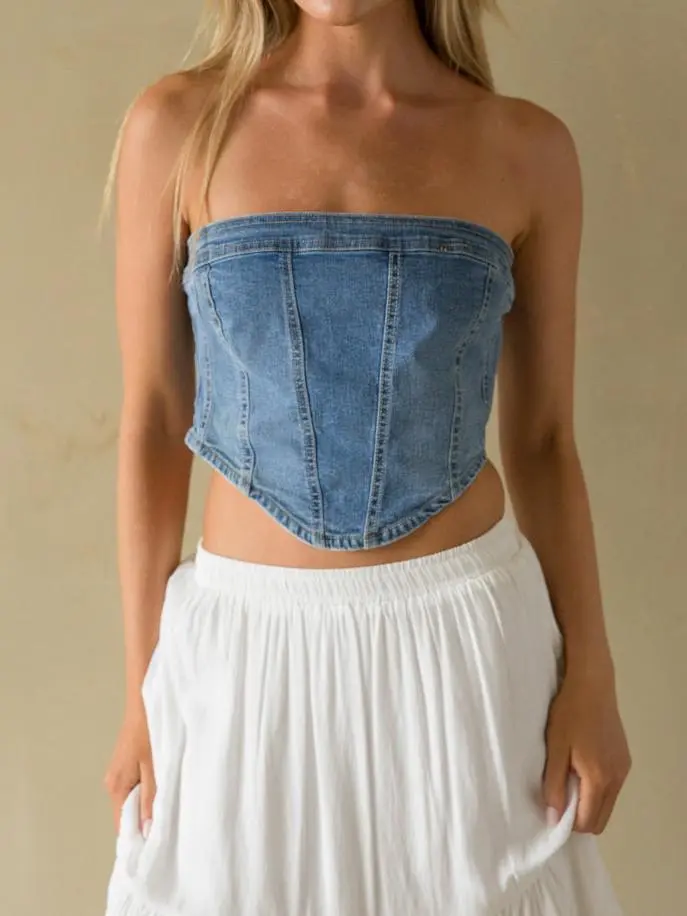Pippa Strapless Denim Corset Top