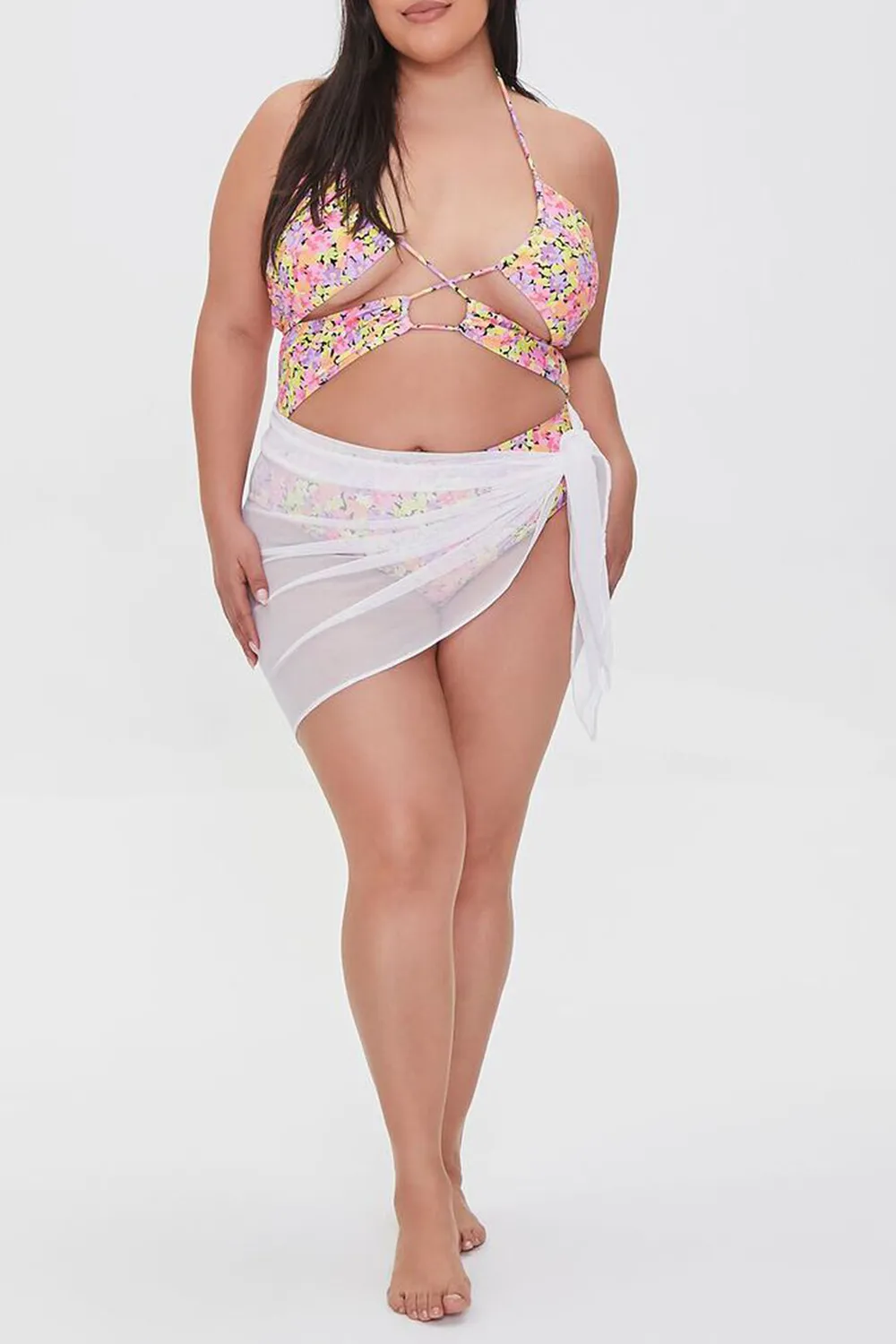 Plus Size Mesh Swim Cover-Up Sarong