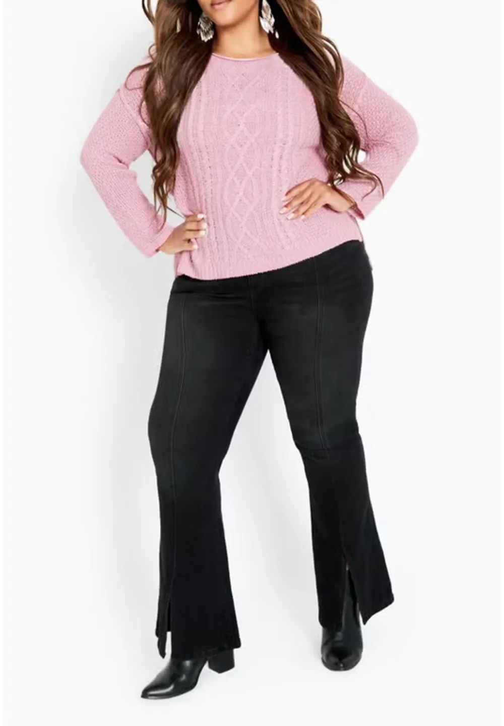 Solid Color Fitted Sweater