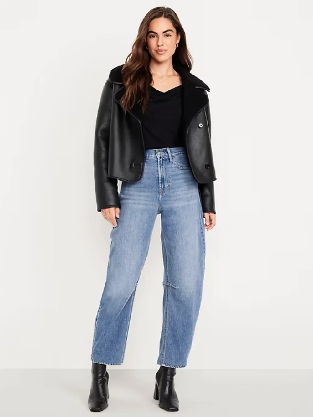⚡Last day Promotion🔥 Women's High-Waisted Barrel Ankle Jeans