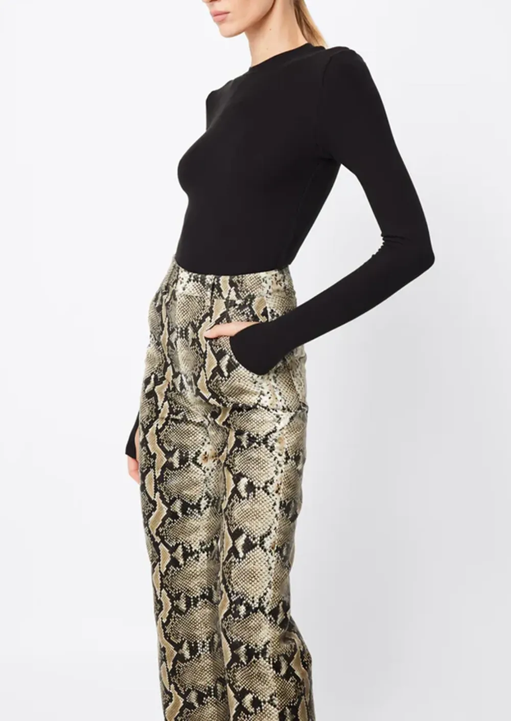 Snake Print High Waist Trousers