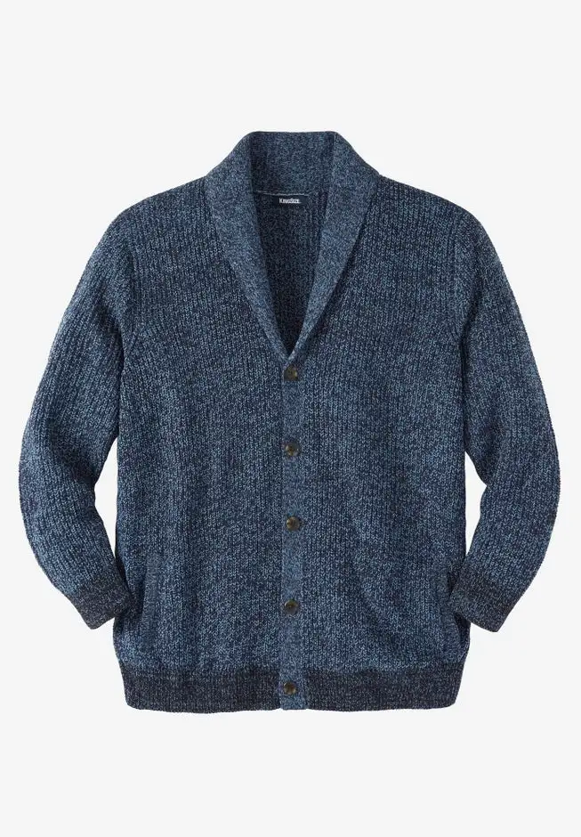 Shaker Knit Shawl-Collar Cardigan Sweater