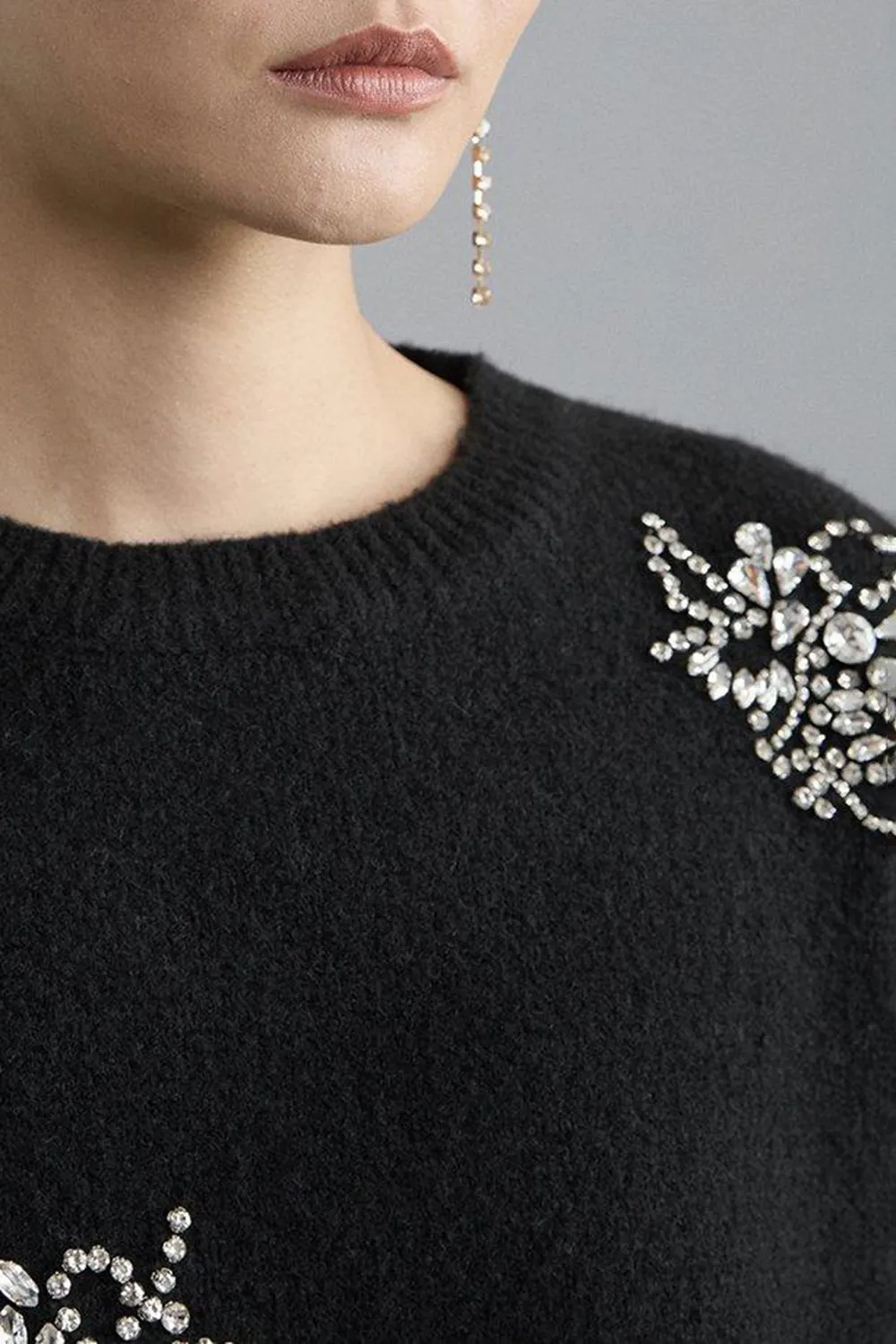 Wool Blend Embellished Cosy Knit Jumper