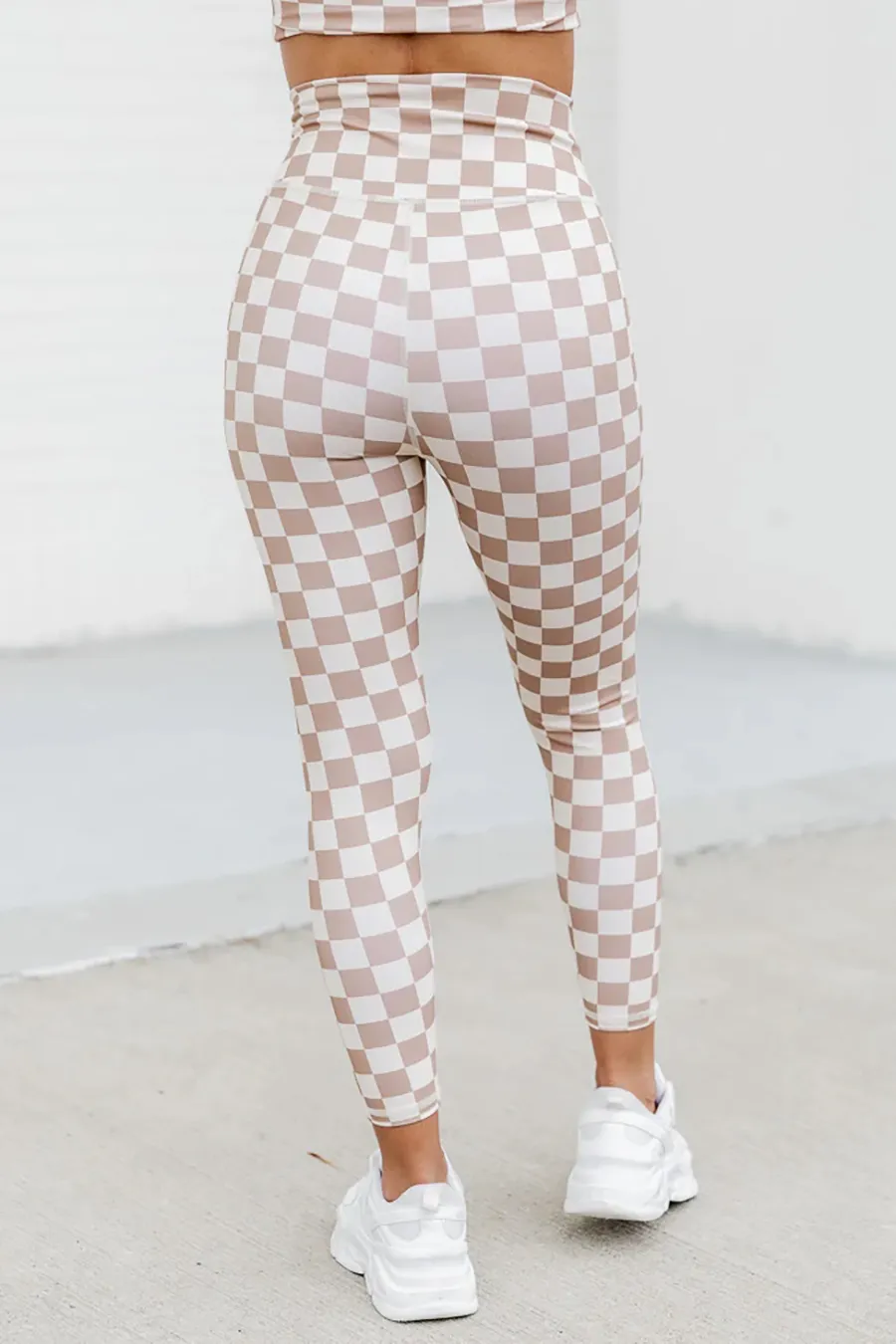 Beige Checkered Legging
