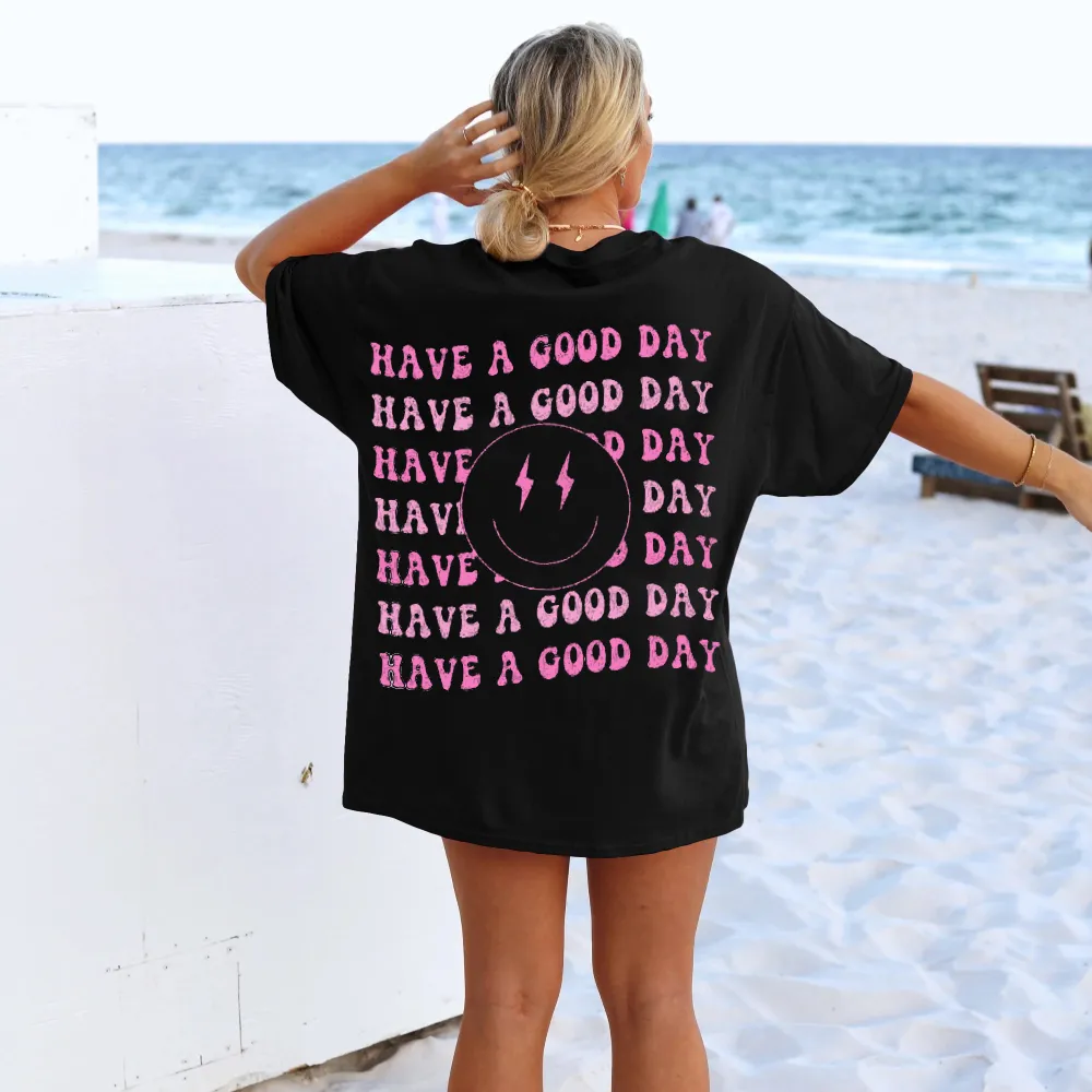 Good Day Repeating Print Short Sleeve Tee