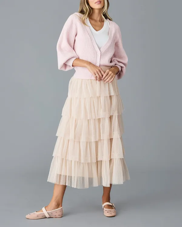 Pink Long Sleeves Open Front Cardigan