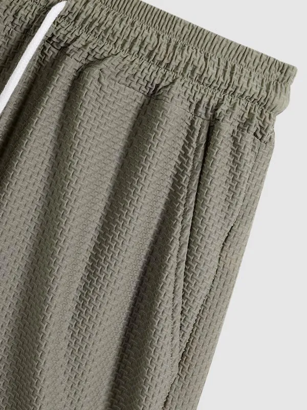 Men'S Comfortable Textured T-Shirt Casual Shorts Set