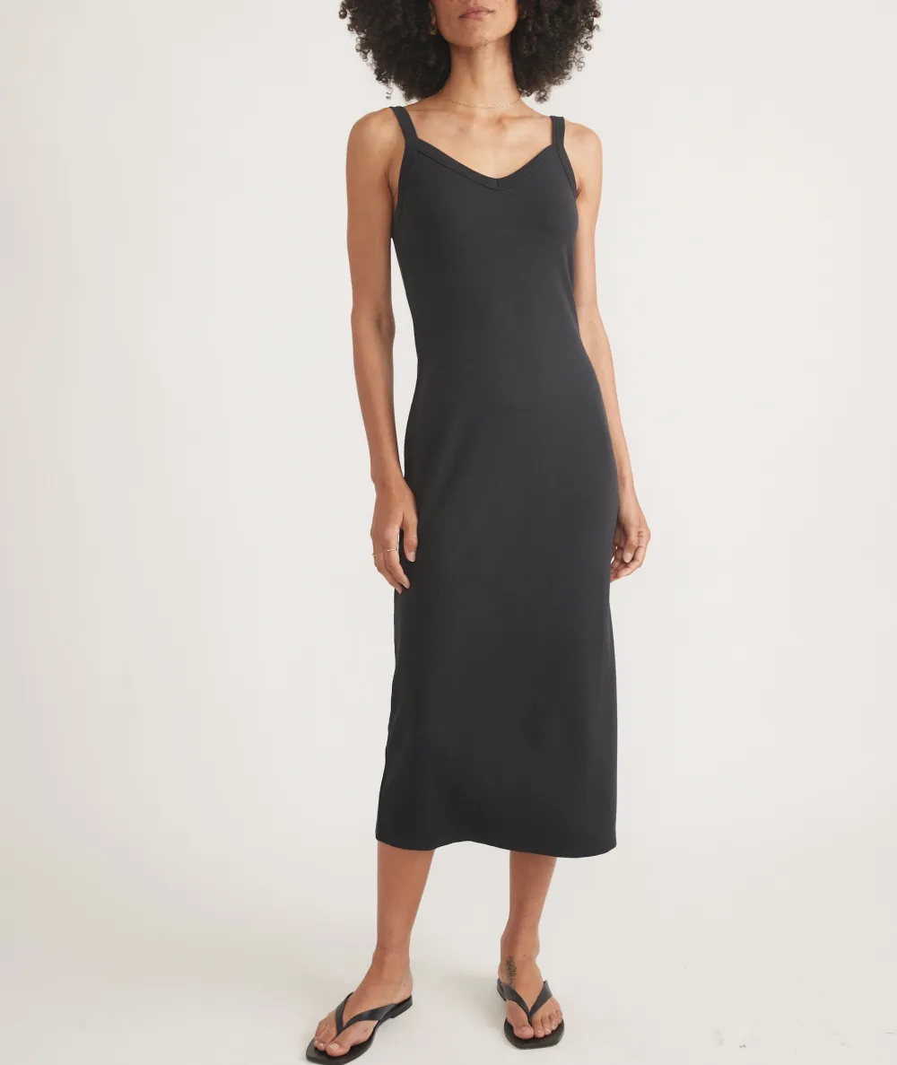 Black Sleeveless Simple Midi Dress