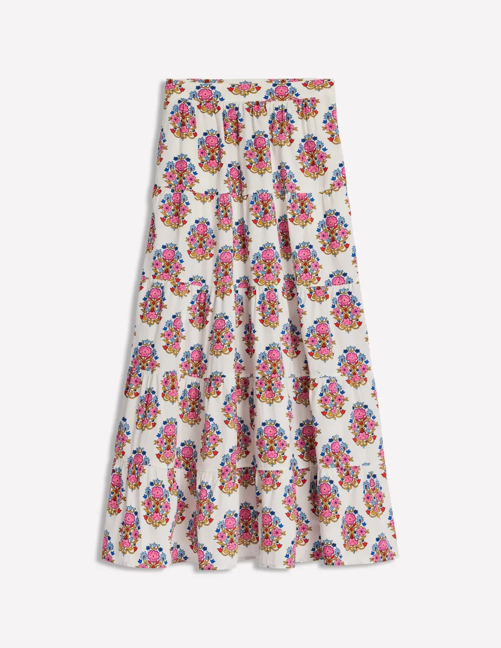 Pink and White Paisley - Print Nadia Poplin Maxi Skirt