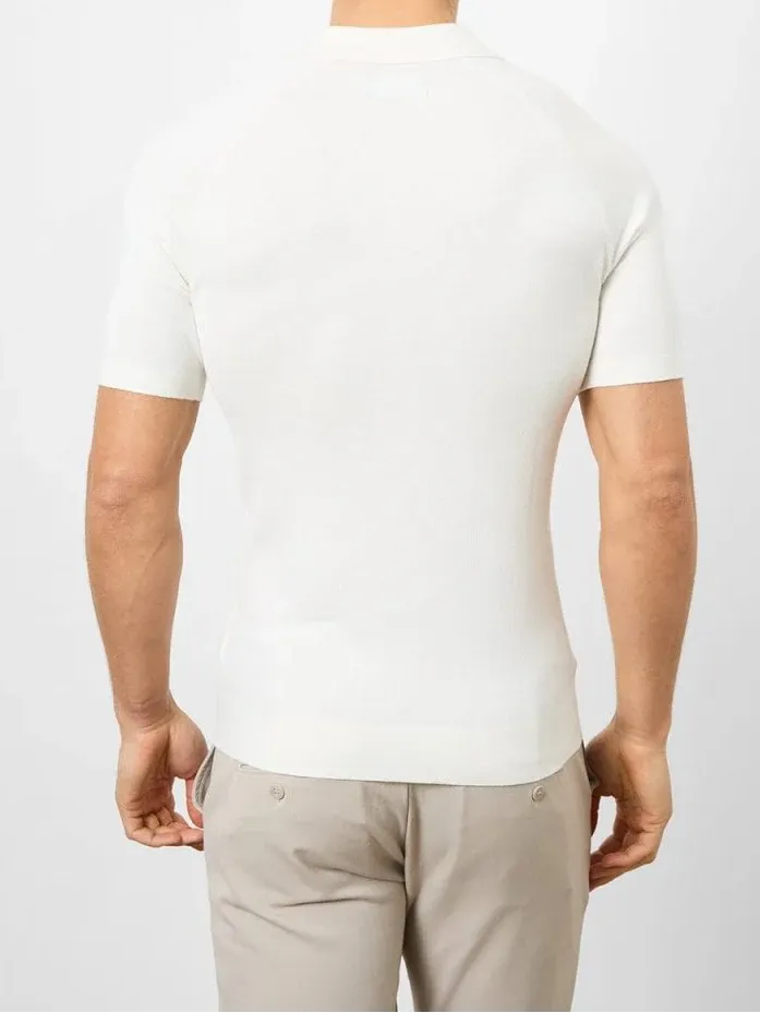 Ecru Cotton Soft Simple Polo Shirt