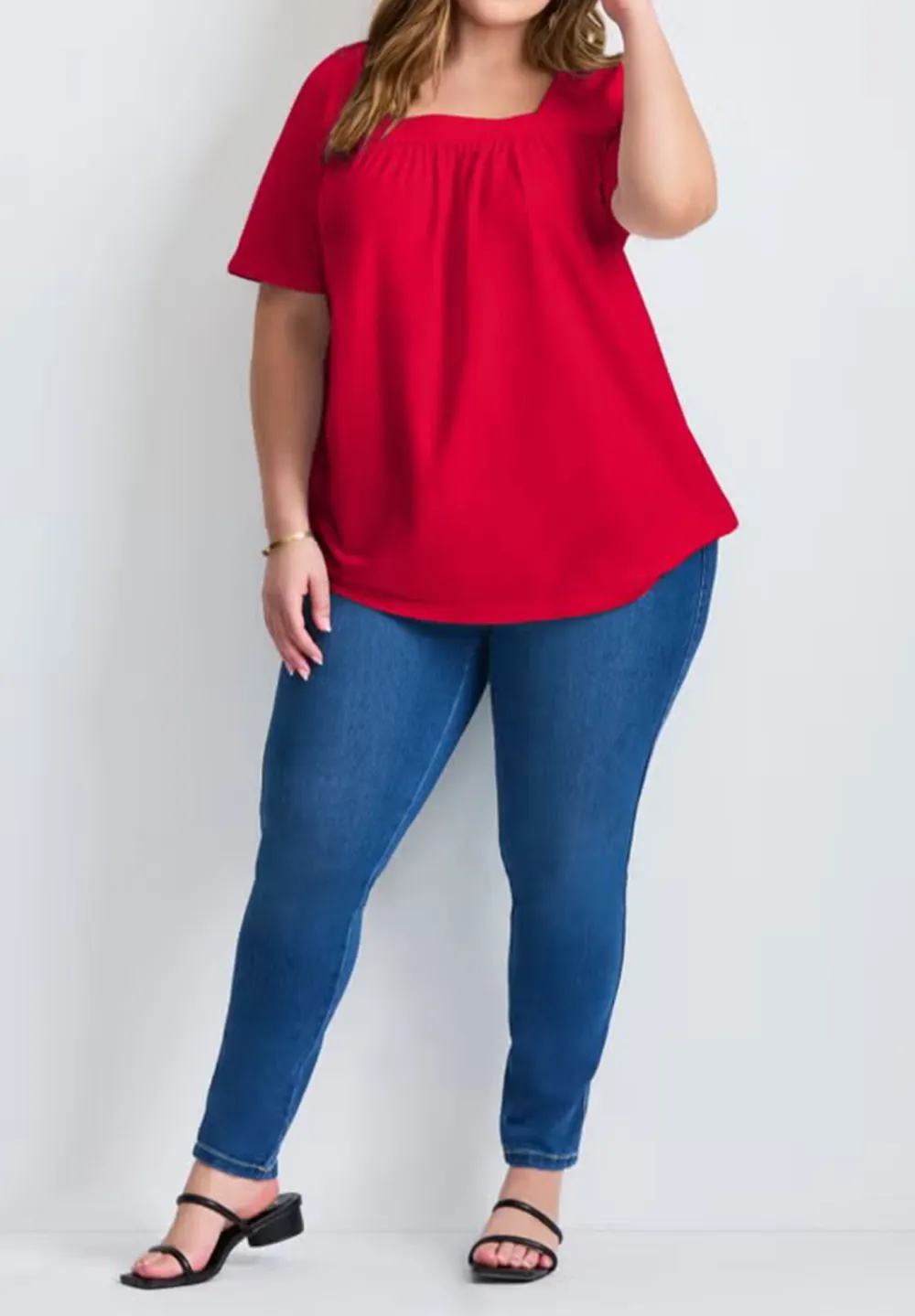 Square Neck Solid Color Top