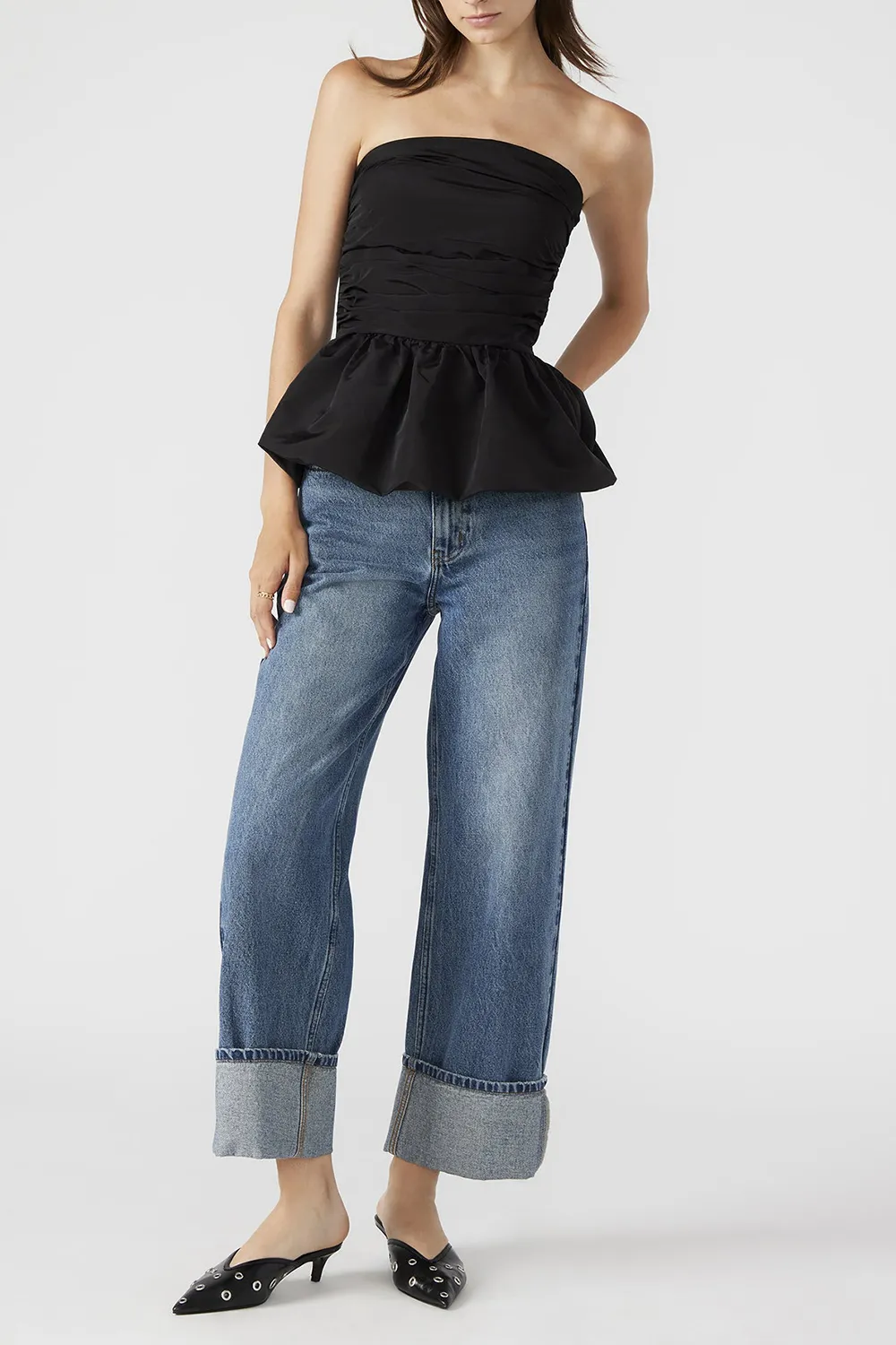 Straight Neck Top Black