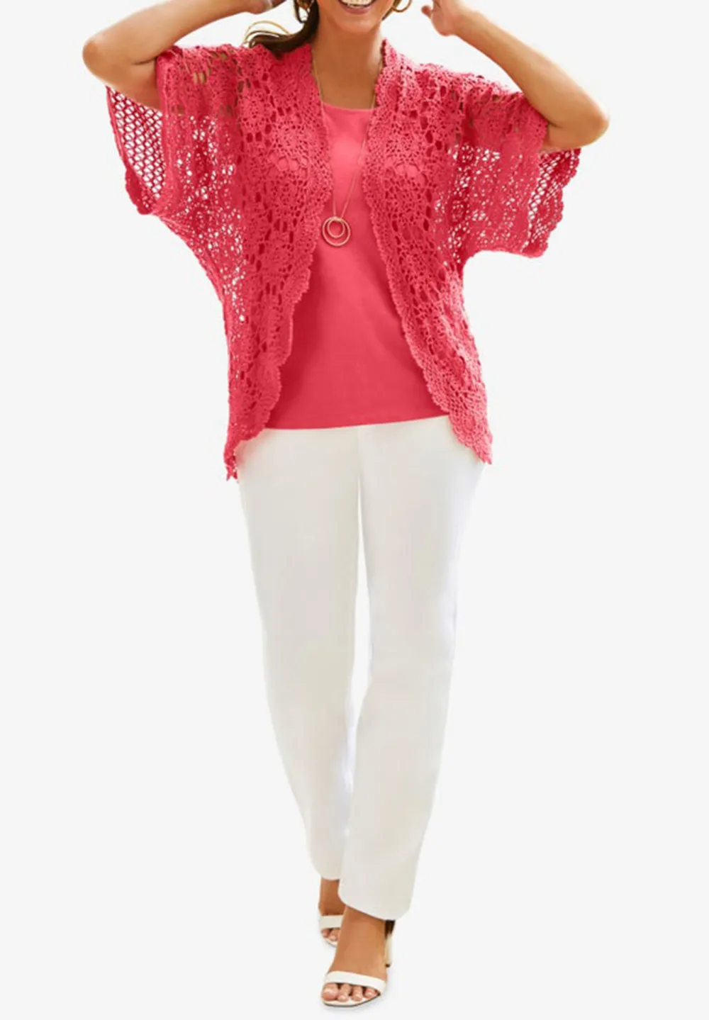 Hollow Solid Color Cardigan