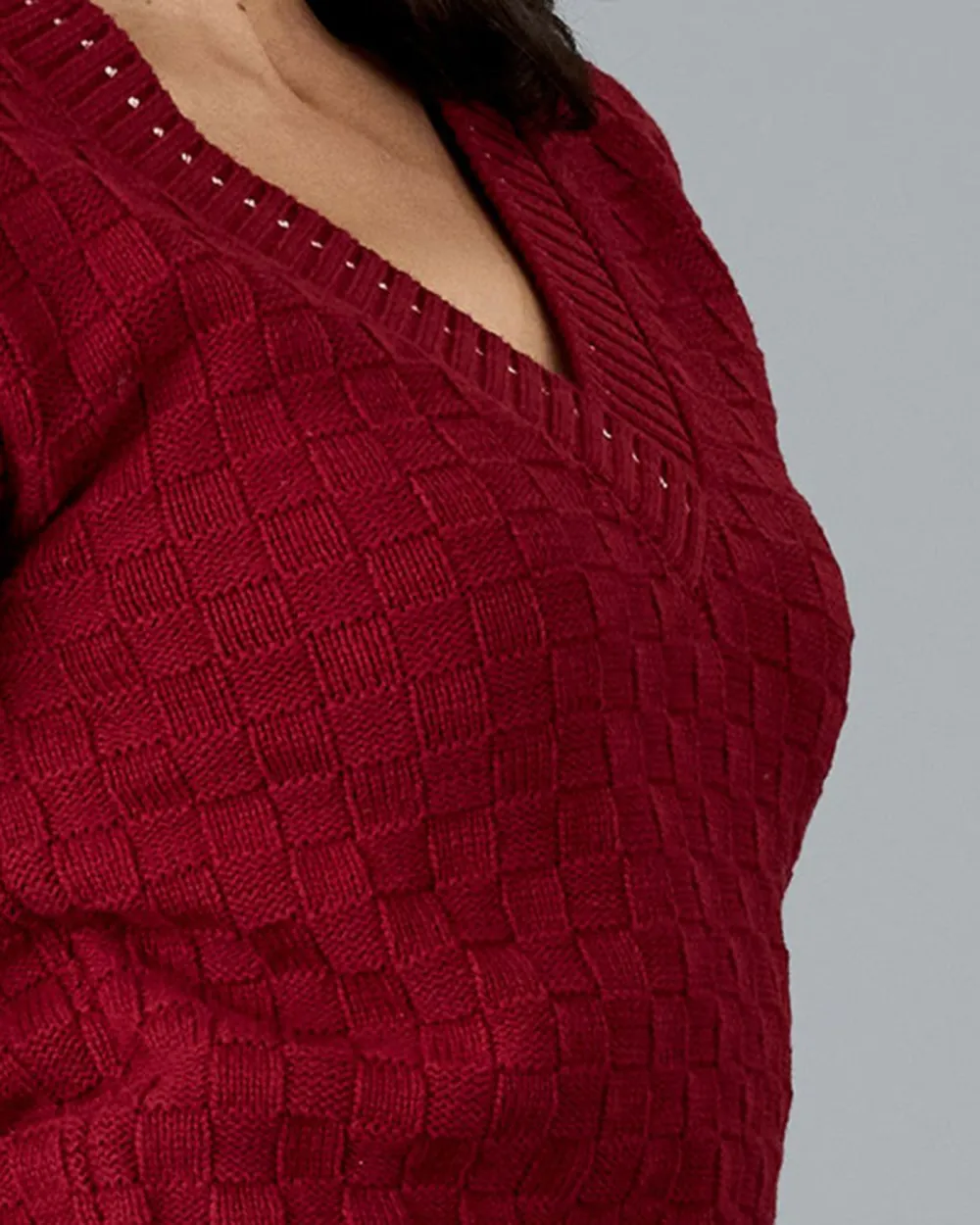 Burgundy Cut Out Knitted Top