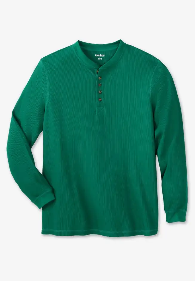 Waffle-Knit Thermal Henley Tee