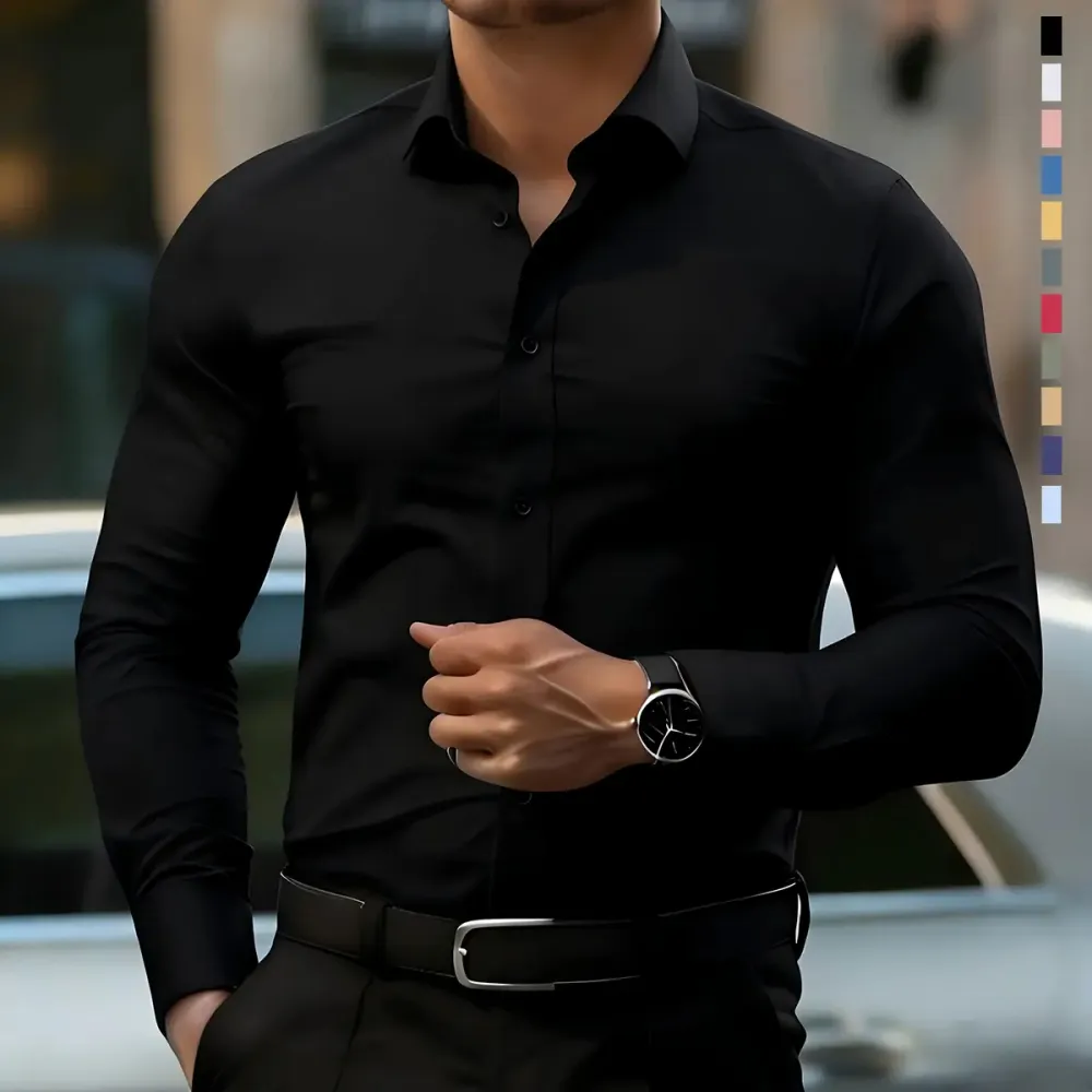 Non-Stretch Men’S Slim-Fit Long-Sleeve Shirt