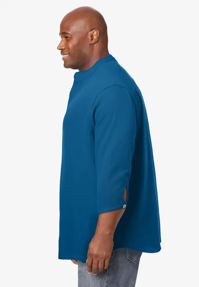 Gauze Mandarin Collar 3/4 Sleeve Shirt