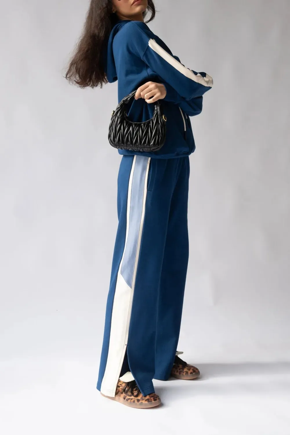 Dark Blue Classic Drawstring Breathable Loose Hoodie