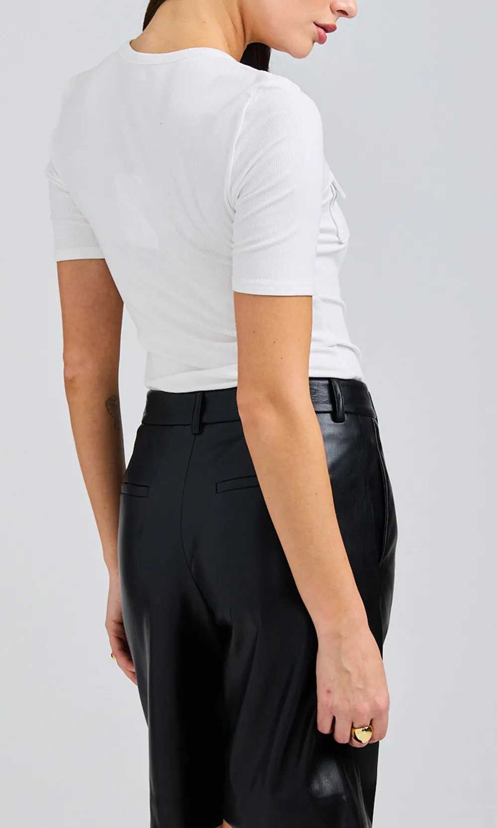 White Casual Top With Chest Pockets