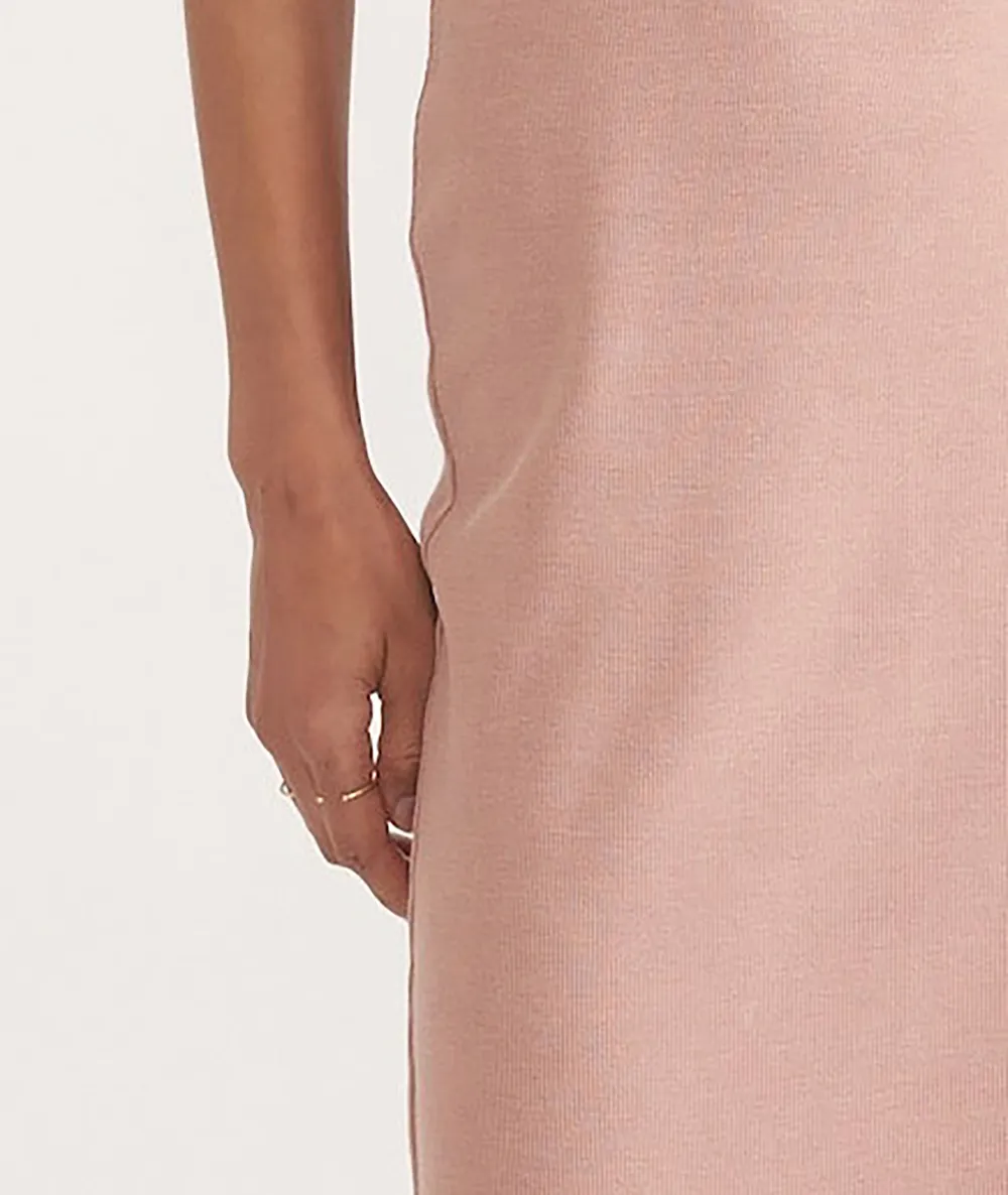 Blush Ribbed Spaghetti Strap Midi Dress