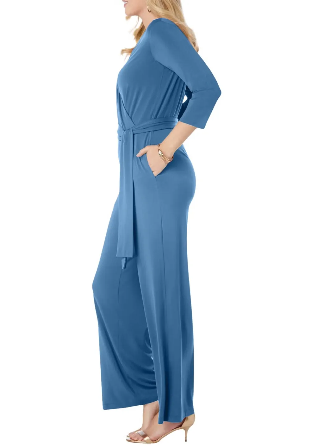 V-neck Wide Leg Knit Jumpsuit