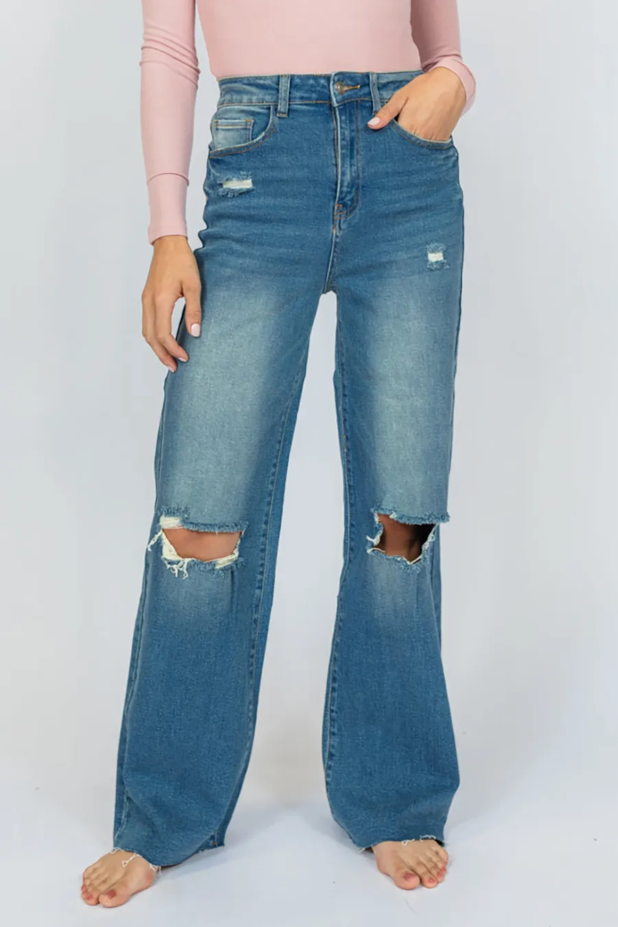 Medium Wash Wide Leg Jeans